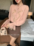 Fongt Xixi 2025 Autumn White Label Thousand Gold Lace Lace With Bottom Shirt Women's Long-Sleeved Top 89587