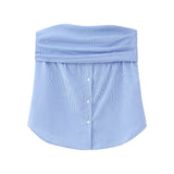 New Pleated Buckle Decorative Elastic Poplin Bra Top 4661008-Outfit