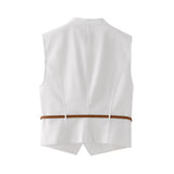 Vest Top 2010816 With Belt Wide Pleated Skirt Trousers 4365403 Suit-Outfit