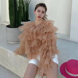 Loose Solid Shirt For Women Round Neck Long Sleeve Fold Pleated Blouses Female Summer Clothing Style 2022