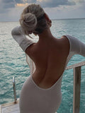 Color Backless Long Sleeve Wrap
