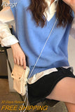 Knitted Solid Color Sleeveless Vest Sweaters 2023 Autumn and Winter Korean Style Womens Pullovers Womens Knitwear