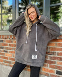 Fongt New Flannel Loose Hooded Long-Sleeved Woolen Coat