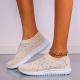 Crystal Breathable Mesh Sneaker Shoes for Women Comfortable Soft Bottom Flats Plus Size 43 Non Slip Casual Shoes Woman-Outfit