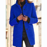 Fongt Autumn And Winter Women's New Ebay Retro Solid Color Button Collar Hair
