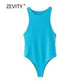 2020 Women sexy sleeveless solid color slim bodysuits female chic o neck soft blouse brand office wear playsuits tops
