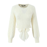 New Street Style Open-Back Knitted Sweater In Autumn Is Tied With A Bow.-Outfit