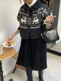 Buttoned Retro Printed Cardigan-Outfit