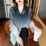 Fongt Summer New French Temperament Slightly Transdient Tie Dye Slim Thin Sunscreen Loose Shirt Coat Top