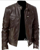 Fongt Business Gentleman Warm Zipper Open Shirt Pocket Decoration PU Leather Jacket Collar Collar Zipper Leather