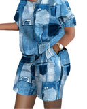 Fongt Women's Spring And Summer Explosion Short-Sleeved Two-Set Printed Commuter