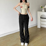 Fongt 2024 Summer Women's Tie Design Hanging Letter Print Slim Vest-Outfit