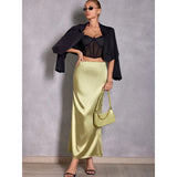 Spring And Summer New Imitation Silk Skirt Satin Skirt Women's Casual T-Bag Hip Skirt-Outfit