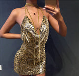 Fongt Station Fashion Nightclub Low Back Strapless Deep V Metal