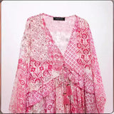 New Quilt Printed Loose Mini Dress 5029151-Outfit