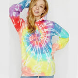 Sping Hoodies Tops Women Tie dyeing Printed Hooded Sweatshirt Fashion Casual Loose Style Pullovers