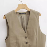 New Cotton Blended Short Vest Vest-Outfit
