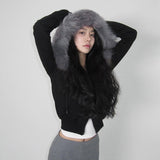 Fongt Cloth Forget Camouflage Printed Hair Splicing Cap Plus Velvet Short Jacket Hottie Waist Zipper Open Shirt Coat