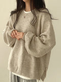 plain oversize sweater with slit