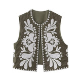 Fongt Explosion Women's ZA Fashionless Sleeveless Embroidered Vest Women's Dress