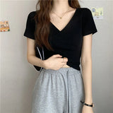 Fongt Summer New Design Cross Versatile Show Slim Short-Sleeve T-Shirt Korean Version Short Pure Color Jacket