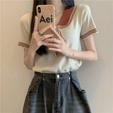 Fongt Style Doll Collar T-Shirt For Women's Summer New Sweet Spicy Head Short-Shoeed Sexy Ins Short-Sleeved