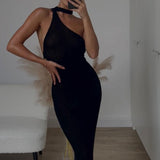 Fongt New Summer Sexy Seaside Holiday Solid-Colored Shoulder Bag Hips Long Dress Woman