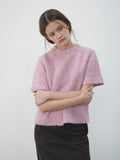 [Daihe] Winter New Casual Round Collar Wool Circle Yarn Simple And Versatile Short-Sleeved Woolen Top H8256-Outfit