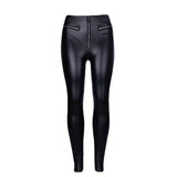 Futuristic Peach Hip Tight High Waist Leather Zipper Motorcycle