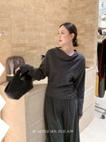 Fongt Xixi 2025 Autumn New White Label Elegant High-Collar Knitted Shirt With Long-Sleeved Top Sweater Female 25J37