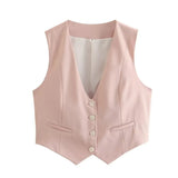 Fongt Color Y2K2025 Summer Leisure Repair Vest Sleeveless Vest Short Blouse Women A19531