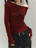 punk off shoulder top with graphic