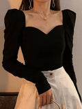 Ruched Puff Sleeve Blouse-Outfit