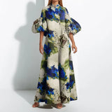 Fongt 2024 New Women's Wear Temperament Loose Printing And Painted Women's Large Swing Bubble Sleeve