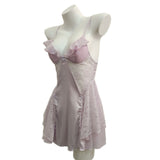 Fongt New French Romantic Smooth And Tective With Chest Mat Yarn Sexy Back-To-Back Pyjamas High-Sensing Pure Wind Sling