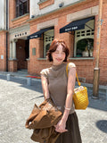 Fongt Xixi 2025 Autumn New Temperament Pure Color Round Collar Hollow Knitted Shirt Toped Women 25325