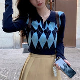 2021 Knitted Jumper Sweater V-neck Pullover New Fashion Sweater College Style Sweaters Bottoms Clothes Pull Femme