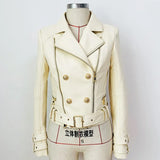 STREET Newest 2023 Fashion Designer Jacket Women's Lion Buttons Synthetic Biker Leather Motorcycle