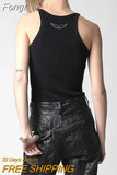 Print Tank Top Women 2023 Summer Cotton Ribbed Knitted Elastic Basic Shirts Fashion Tops Female Casual Clothes