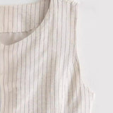 New Striped Buckle In Spring Is Decorated With Long Casual Fashion Vest-Outfit