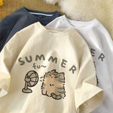 Aesthetic Kitten Print Oversized T-shirt-Outfit