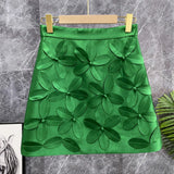 TWOTWINSTYLE Solid Slim Skirt For Women High Waist Patchwork Appliques Floral Mini Skirts Female Summer Clothes Fashion New