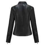 Faux Leather Jacket Autumn Winter Long Sleeve Plus Size Fashion Ladies Solid Zipper Biker Coat Female Casual