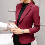 Fongt Spring And Autumn New Professional Joker Suit Long Sleeve Korean Version Temperament Slim Show Thin Suit Jacket Female Short Style-Outfit