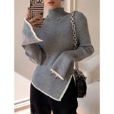 Fongt Fashion Knitted Top New Design Sense Of Small 2024 Early Spring Turtleneck Sweater Women's