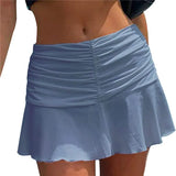 Boho Beach Skirts Summer High Waist Floral Printing Ruched Slim Short Mini Skirt A-line Bottoms Party Vacation