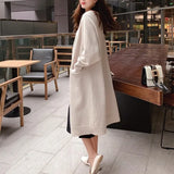 Autumn And Winter New Women's Sweater Long Coat Temperament Pure Color Outside The Shawl Sweater-Outfit
