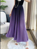 Gradient Pleated Long Skirt-Outfit