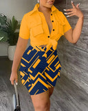 Summer New 2023V Collar Three-Dimensional Pocket Printed Fashion Suit-Outfit