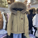 Fongt Collar Workwear Pie Down Jacket Women's Mid- 2025 Winter New Small White Duck Down Men And Women Thick Coat